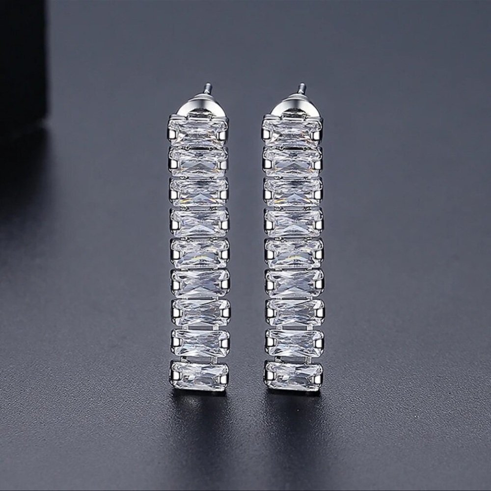 Baguette Simulated Diamond Tennis Necklace - Picture 5 of 11
